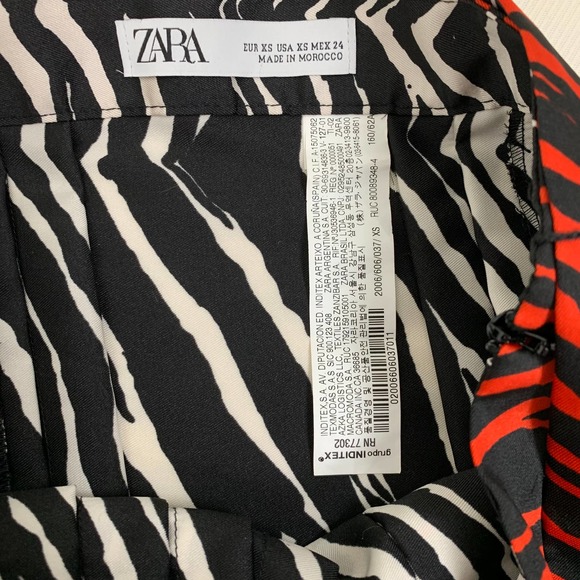 Zara Zebra Stripe Pleated Leg Slit Skirt - Picture 4 of 11